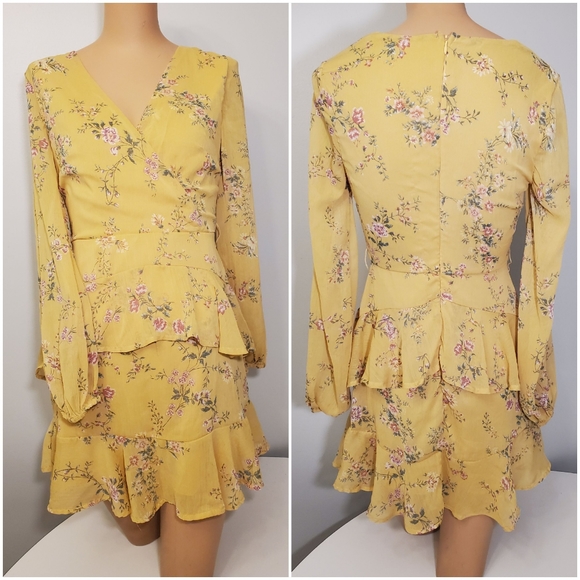 love, Fire Dresses & Skirts - Love, Fire Yellow Floral Layered Dress